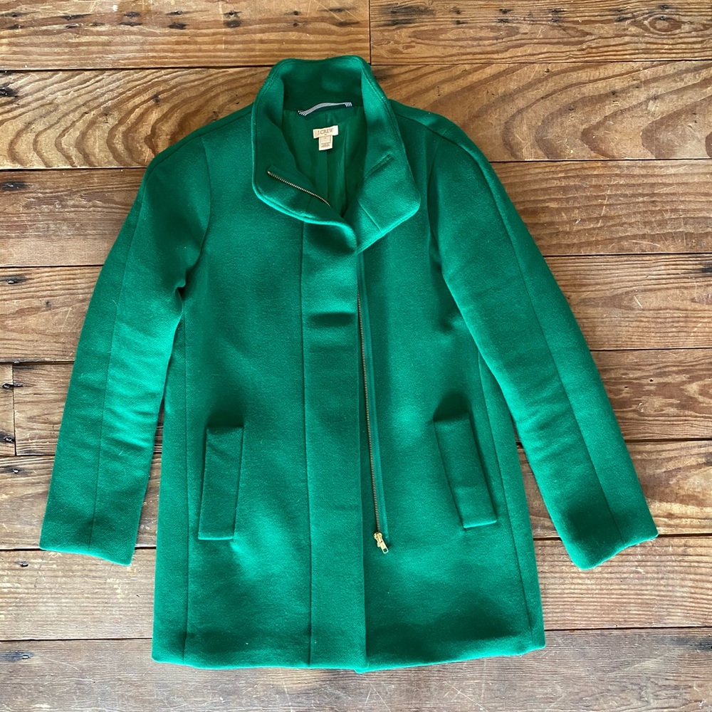 jcrew wool city coat emerald green